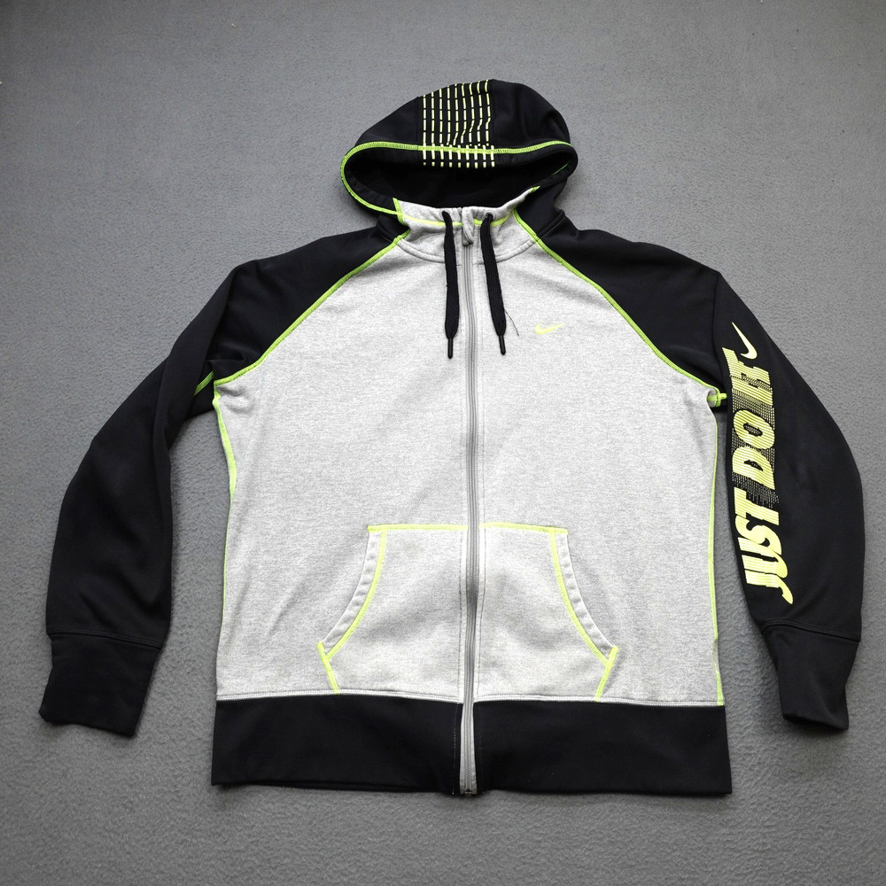 Nike Just Do It Therma Fit Hoodie Sweatshirt Men XL Full Zip Gray Fleece Workout