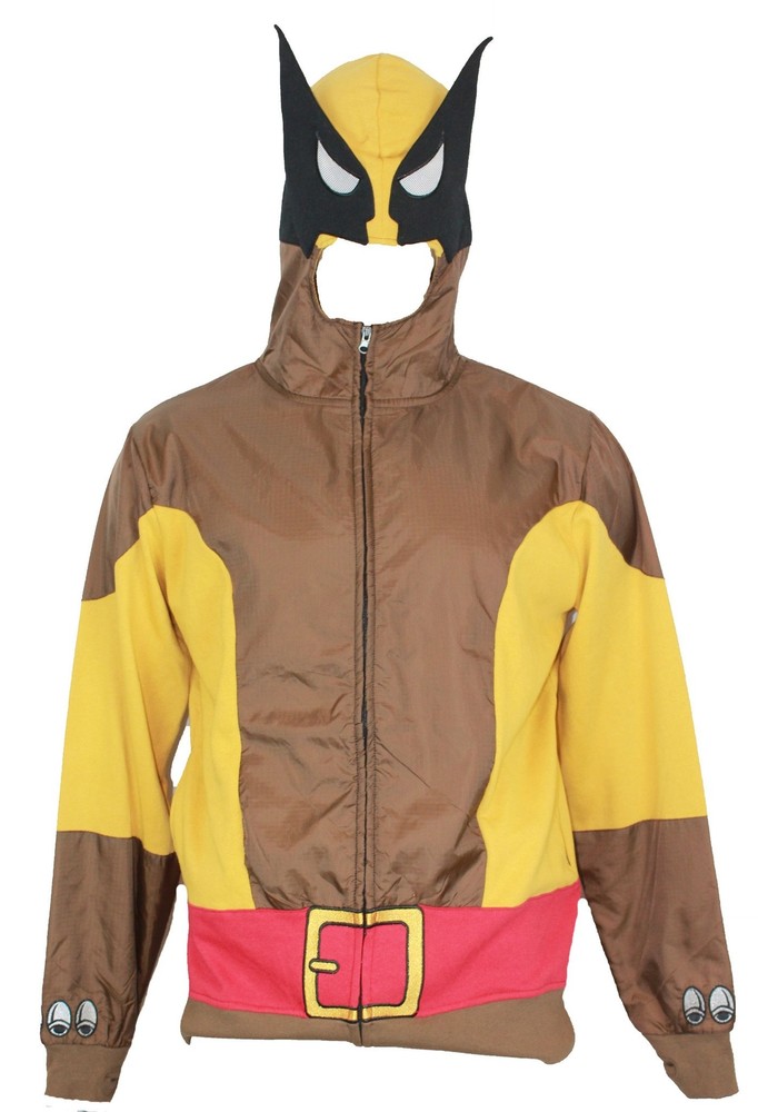 Wolverine (Marvel comics) Mens Zip Up Hoodie Sweatshirt – Tan Costume Style