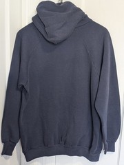LEVI’S Vintage 1980’s Pullover HOODIE NAVY Red White Blue LOGO Drawstring LARGE