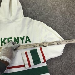 Nike Hoodie Sweatshirt Mens Large White Full Zip Track Kenya MMIV Striped Logo