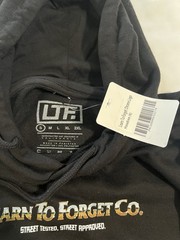 LTF Black Pullover Hoodie Men’s S Fleece Graphic Logo Print Pockets Drawstring