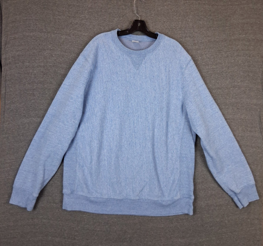 J Crew Mens Sweatshirt 2XL Tall Blue Reverse Weave Crew Heritage Modern Preppy