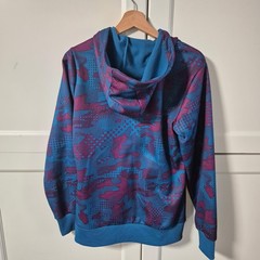 Burton Mens Large Full Zip Hoodie Blue Purple Abstract Camo Fleece Sweatshirt