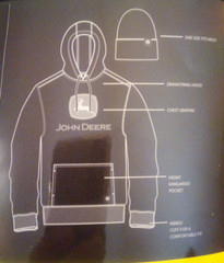 NEW John Deere Men’s Fleece Black Hoodie with Green Beanie Sizes S M XL
