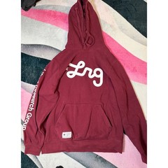 LRG Lifted Research Group Mens Maroon Burgundy Script Logo Pullover Hoodie M