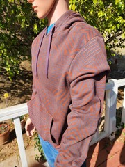 Super Massive Pullover Hoodie Medium Geometric Pattern Jacket Plum Orange