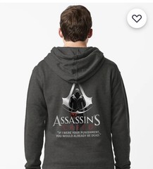 New Assassins Creed Full Zip Black Hoodie 2XL