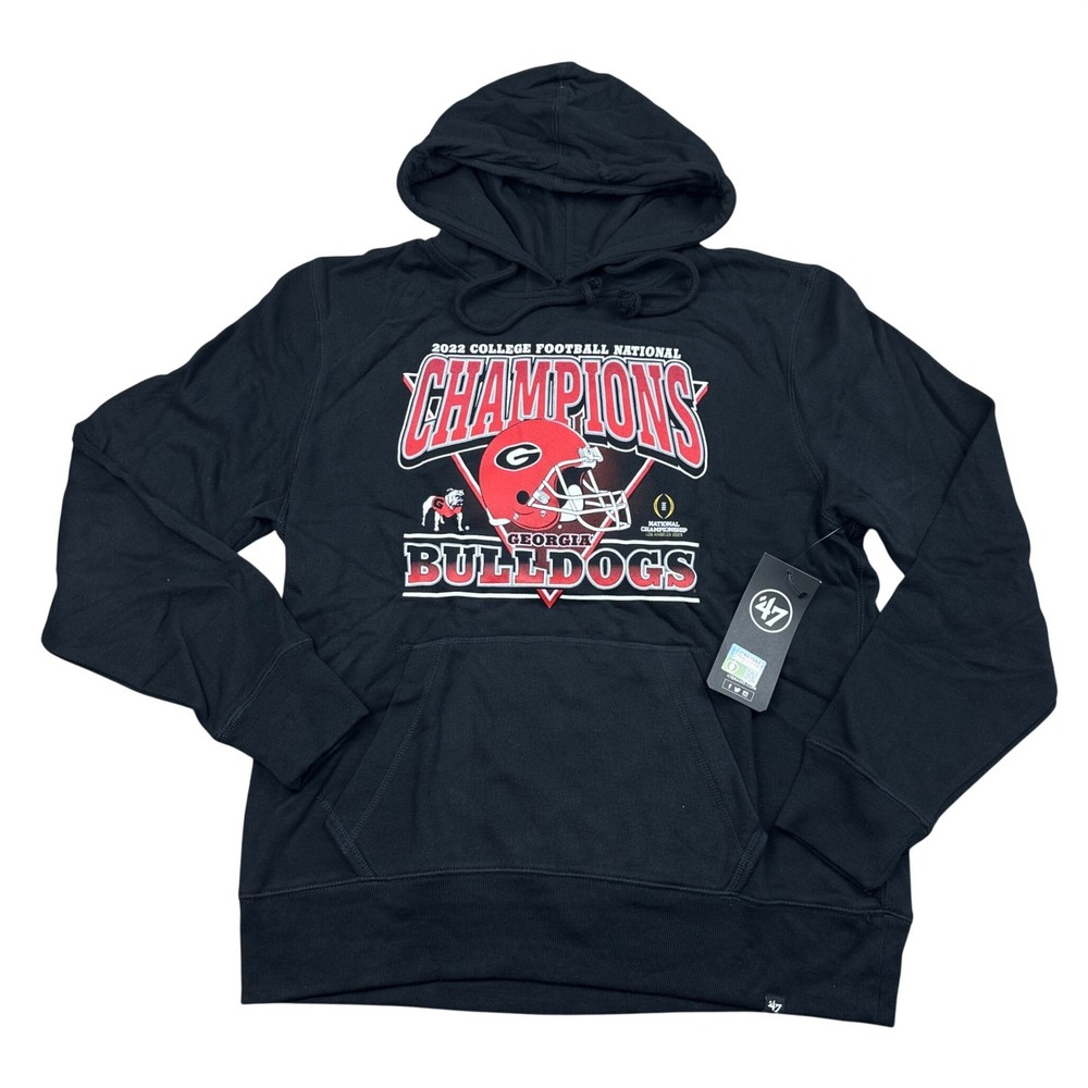 47 Brand Georgia Bulldogs 2022 National Champions Hoodie Mens Medium Jet Black