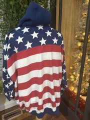 UNISEX Hoodie Mens 2XL, USA Full Zip Front America Patriotic