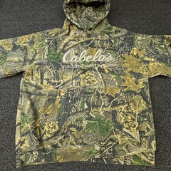 Cabela’s Hoodie Mens XL Green Pullover Camouflage Embroidered Logo Lined Pockets