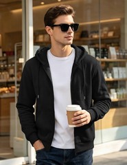 Mens Full Zip Sweatshirt Fleece Hoodie Sweat Shirts Casual Outdoor Sport Jackets