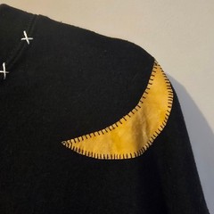 Jerzees Black Fall Pumpkin Moon Acorn Applique Sweatshirt Crewneck Mens Medium