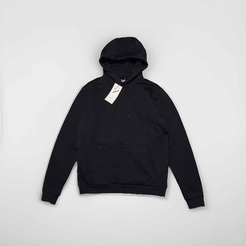 NEW Hill City Heavyweight Fleece Graphic Hoodie Mens Size Small Black Zip Pocket