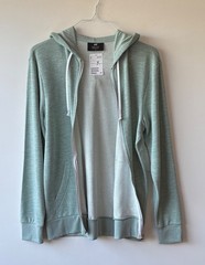 H&M Mens Zip Up Hoodie Hooded Jacket Sage Green Lightweight 2 Pockets Size Small