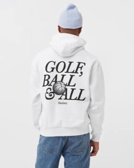 Students Golf Men’s Golf Ball & All Long Sleeve Pullover Hoodie White Size L