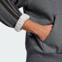 adidas Essentials 3-Stripes Fleece Hoodie Grey