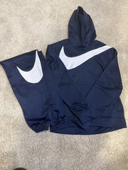 Nike Big Swoosh Track Suit Hoodie Pants Set Blue Medium Dri Fit