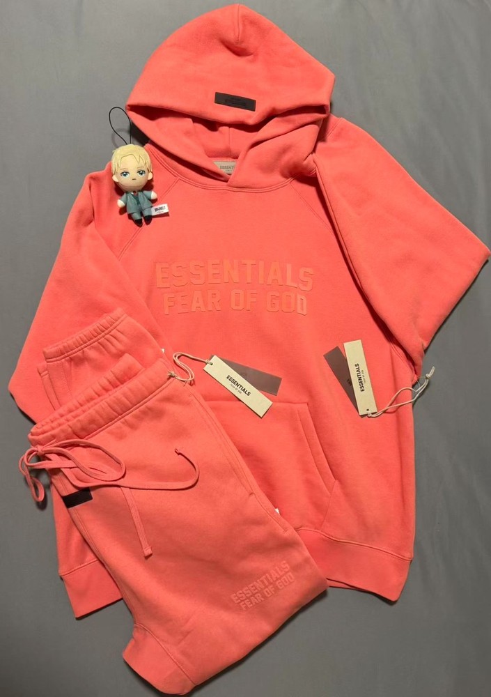 essentials coral hoodie and pant set