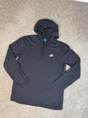 Nike Hoodie Mens L Black Pullover Hooded Jersey Cotton Long Sleeve Logo