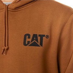 Cat Men’s Hooded Pullover Sweatshirt, Brown, Size S
