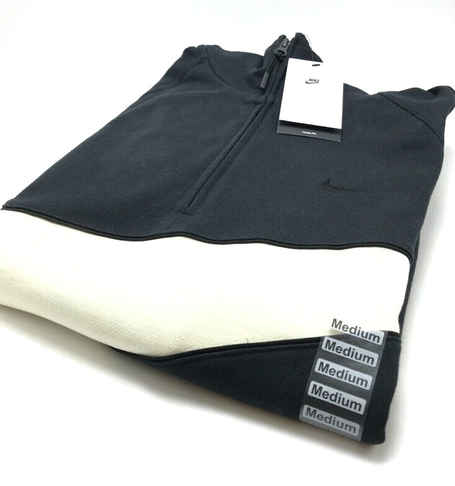 *NEW* Men NIKE CLUB FLEECE 1/2-ZIP HOODIE BLACK / WHITE (DX0566 013) 👍