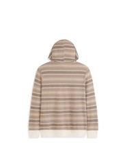 Hurley Mens Medium Bristlecone Stripe Terry Pullover Hoodie Brown Beige Hooded