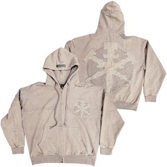 Hudson Outerwear Hoodie Studded Fleece Oversized Mens Grey 585