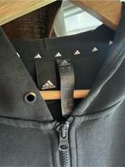 Adidas Black Zip Hoodie with White Stripe Sleeve Detail