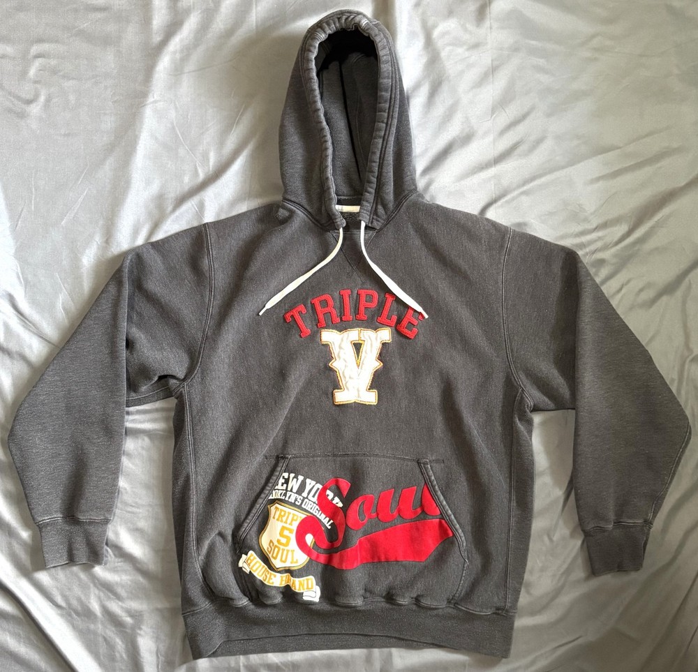Vintage Triple Five Soul 555 Hoodie XL Y2K Mens Gray Pullover T55 Streetwear Rap