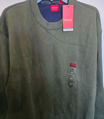 Arrow Mens XXL green Sueded Fleece LS Crew Neck Pullover Sweatshirt Sweater B200