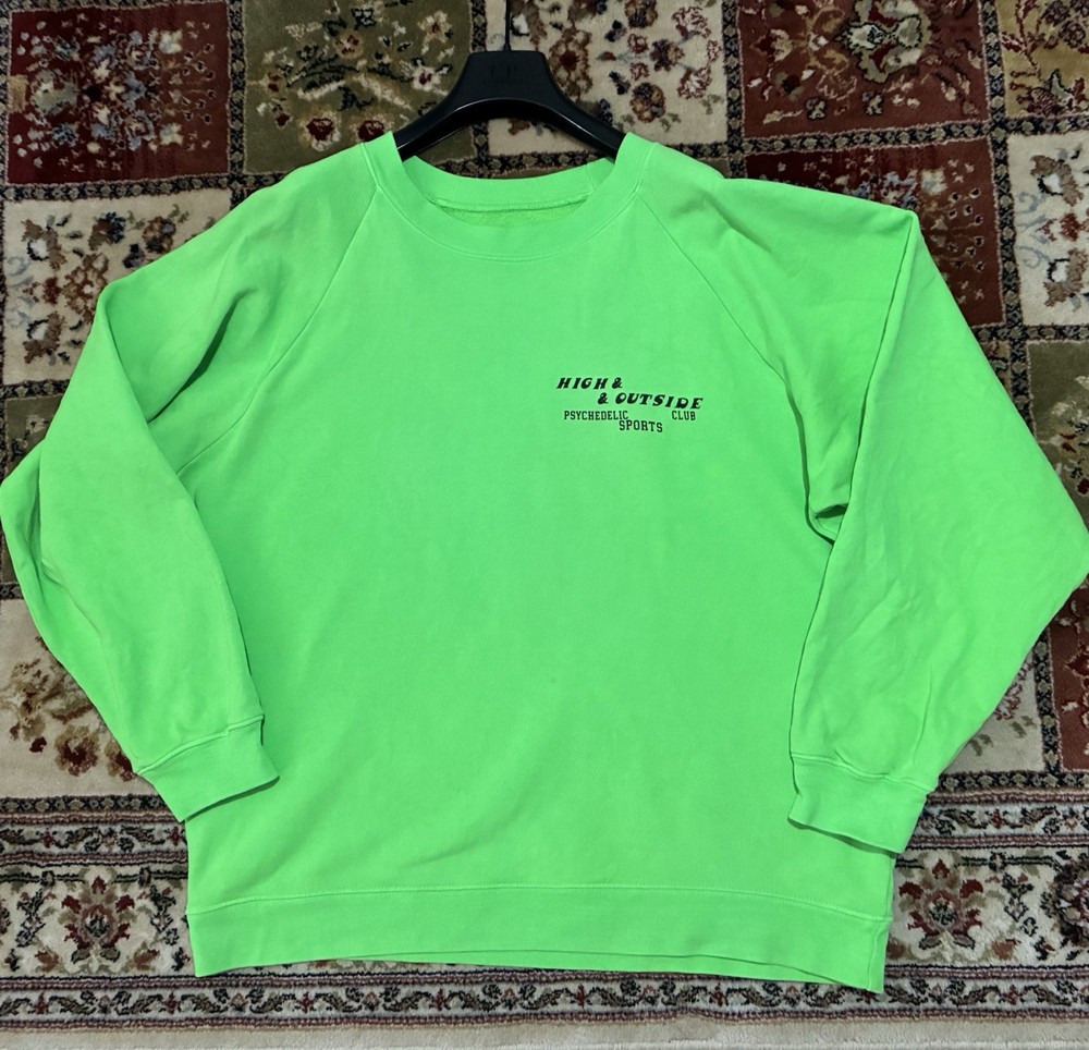 Pasadena Leisure Club Sweatshirt M L Neon Green High & Outside USA Made RRP £175