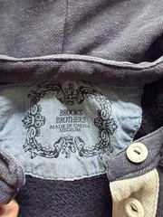 Vtg BROOKS BROTHERS Mens Navy Hoodie Large White Logo Letter Patch Sz M