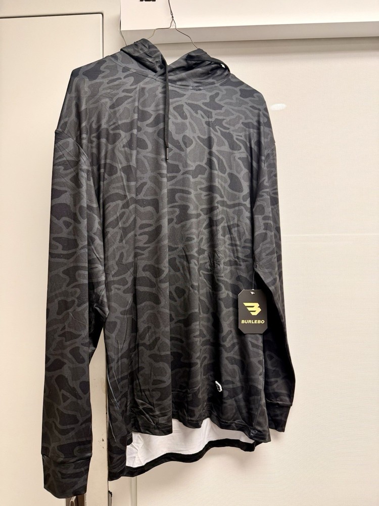 Burlebo Performance Hoodie Black Camo Men’s Size Large