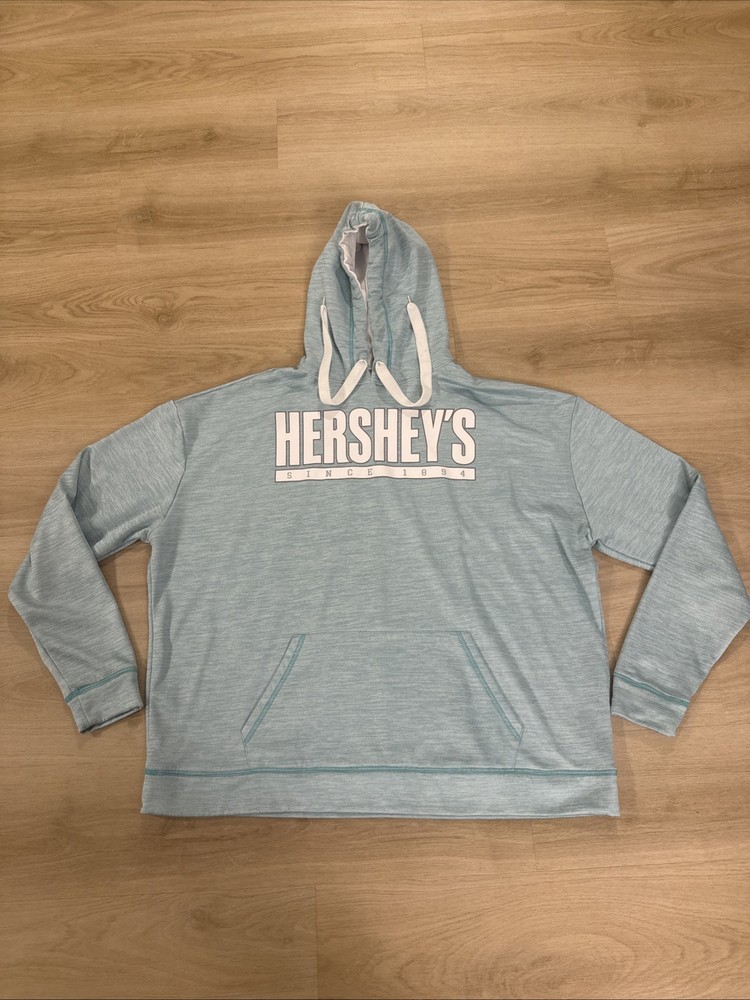 Hersheys Men’s 2XL Long Sleeve Hoodie Light Heather Green