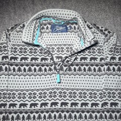 Chubbies Quarter Zip Fleece Pullover Bear Tree AOP Gray Comfort Men Size Small