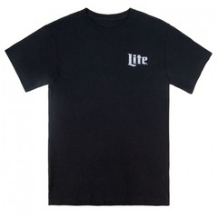 Miller Lite Strikes Again Vintage Bowling Ad Front and Back T-Shirt Black