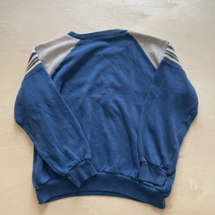 Stats Vintage Blue Gray Yellow Colorblock Crewneck Pullover Sweatshirt Size L
