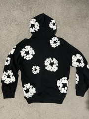 AUTHENTIC Denim Tears Full Zip Hooded Hoodie Black/White Floral Print Size M