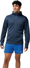 Brooks Mens Activate Midweight Hoodie Htr Storm Blue Zip Running Jacket