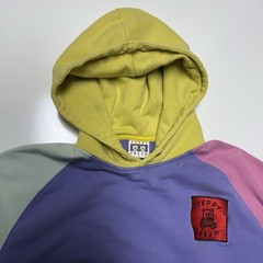 Teddy Fresh Colorblock Pullover Hoodie Size S Purple Green Pink Blue Pockets
