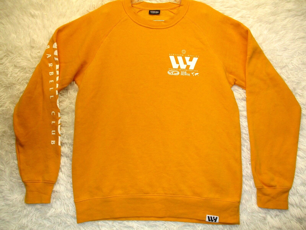 Warhorse Barbell Club Sweatshirt Men’s Size M Medium Yellow Long Sleeve Pullover