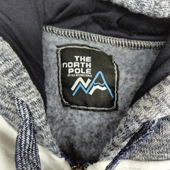 The North Pole Hoodie Mens Large Heather Blue White Fleece Full Zip Outdoor