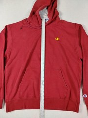 Champion Hoodie Mens Large Red Pullover Fleece Sweatshirt Embroidered Logo