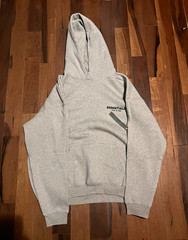 Essentials Men’s L Gray Pullover Hoodie Long Sleeve Solid Kangaroo Pocket