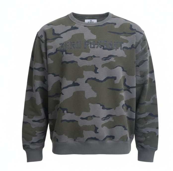 ZERO FOXTROT Sweatshirt Long Sleeve Men XL Green Camo Cotton Blend Made In China