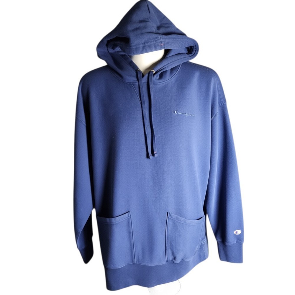 Champion Men’s Hoodie Navy Blue Large L Fleece Pullover Sweatshirt NWT Pockets