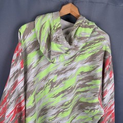 Nike Mens XXL Tiger Stripe Camo Hoodie Green Orange Pullover Fleece Sweatshirt