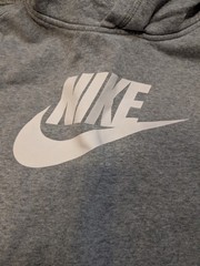 Nike Gray Solid Fleece Pullover Hoodie Youth XL Logo Swoosh Hooded Pockets