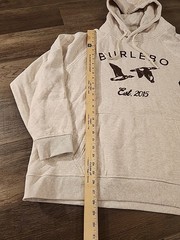 BURLEBO Men’s XL Fleece Hoodie Soft Midweight Pullover Oatmeal Ducks Graphics