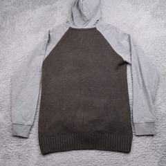 Triple Five Soul Mens Large Henley Knit Hoodie Pullover Sweatshirt Gray